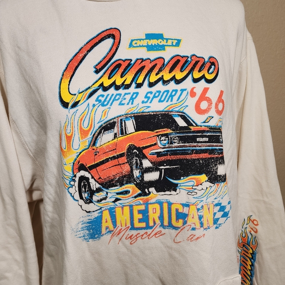 Chevrolet Camaro ’66 Graphic Hoodie GM Licensed Cream Pullover Sweatshirt - Picture 2 of 6